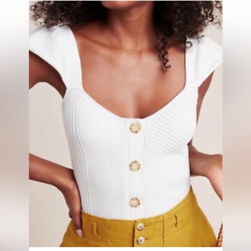 NWT Anthropologie size S cream colored knit tank top